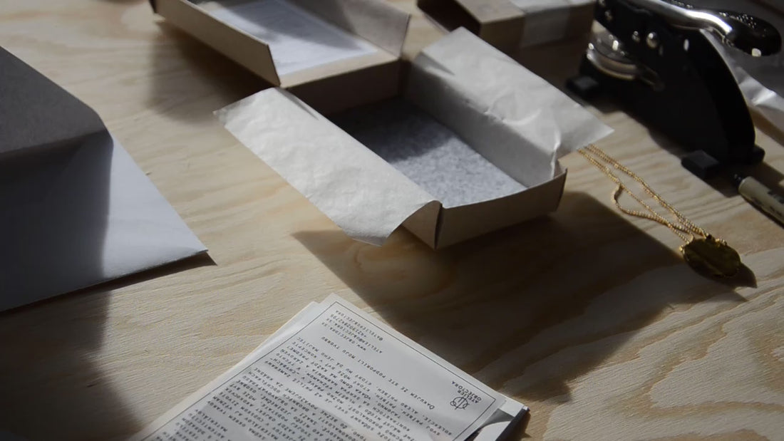 a video showcasing packaging process of jewelry made by atelier objectora 